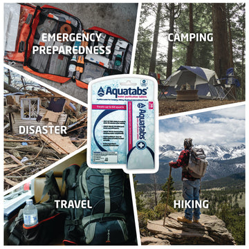 Compact Aquatabs 30-pack fits easily into camping gear