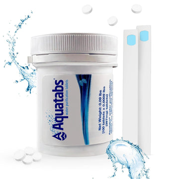 Aquatabs tablets dissolving in water shows fast disinfection for boats and RVs.