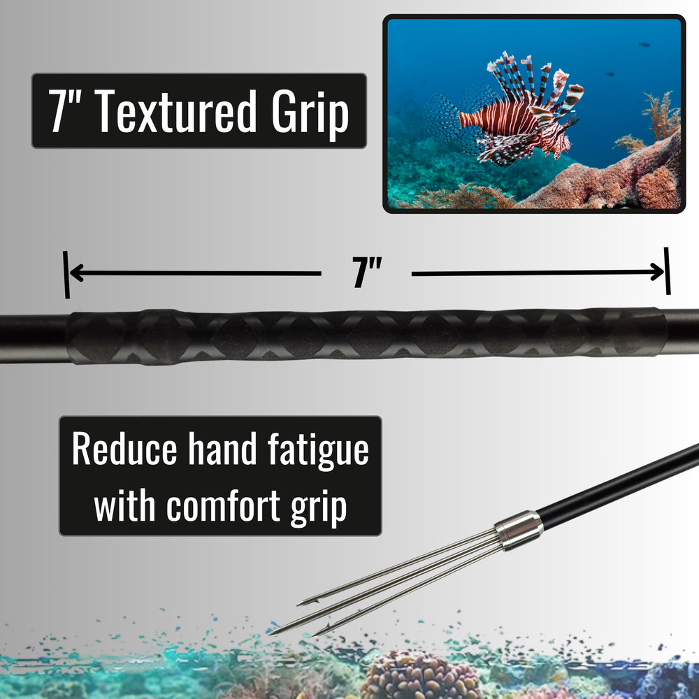 Aquatic Hunt Tourney King 46-inch shaft with 5/8-inch diameter for strength.