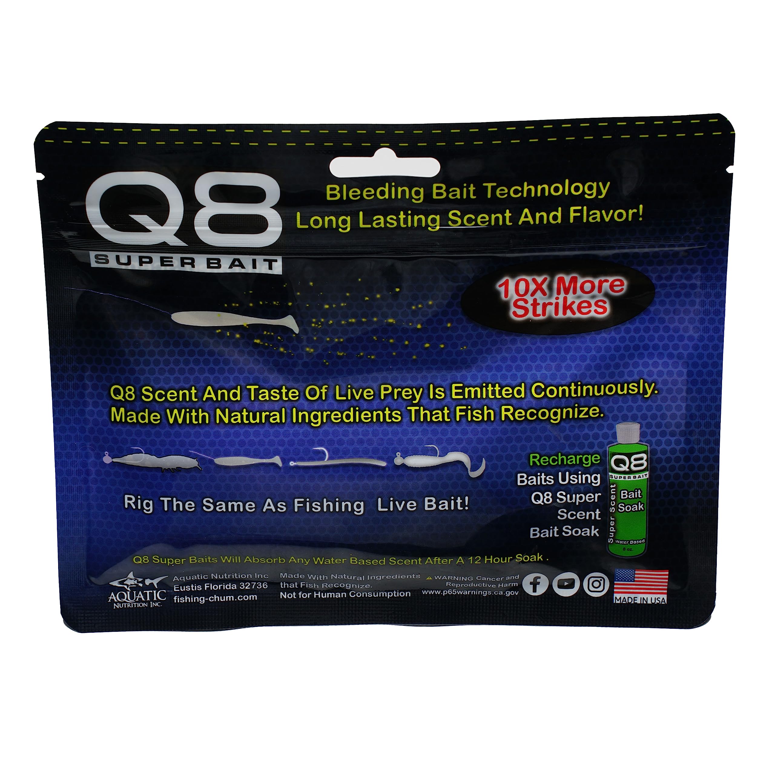 Aquatic Nutrition Q8 bait pre-charged for immediate action during fishing sessions