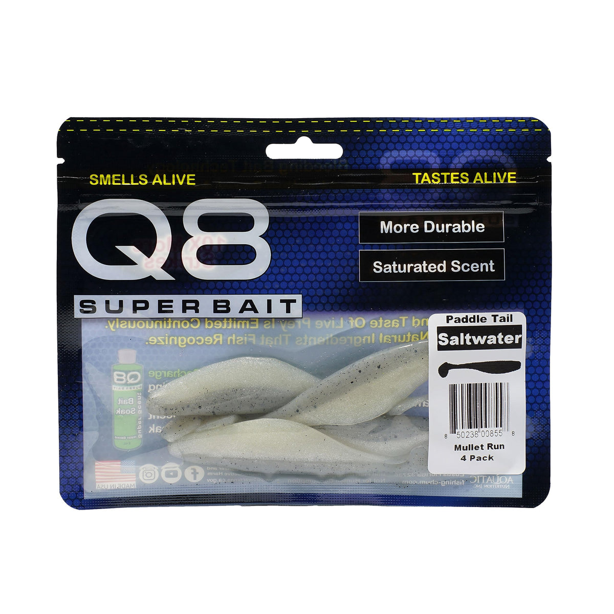 Aquatic Nutrition Q8 Super Bait Paddle Tail mullet run action show