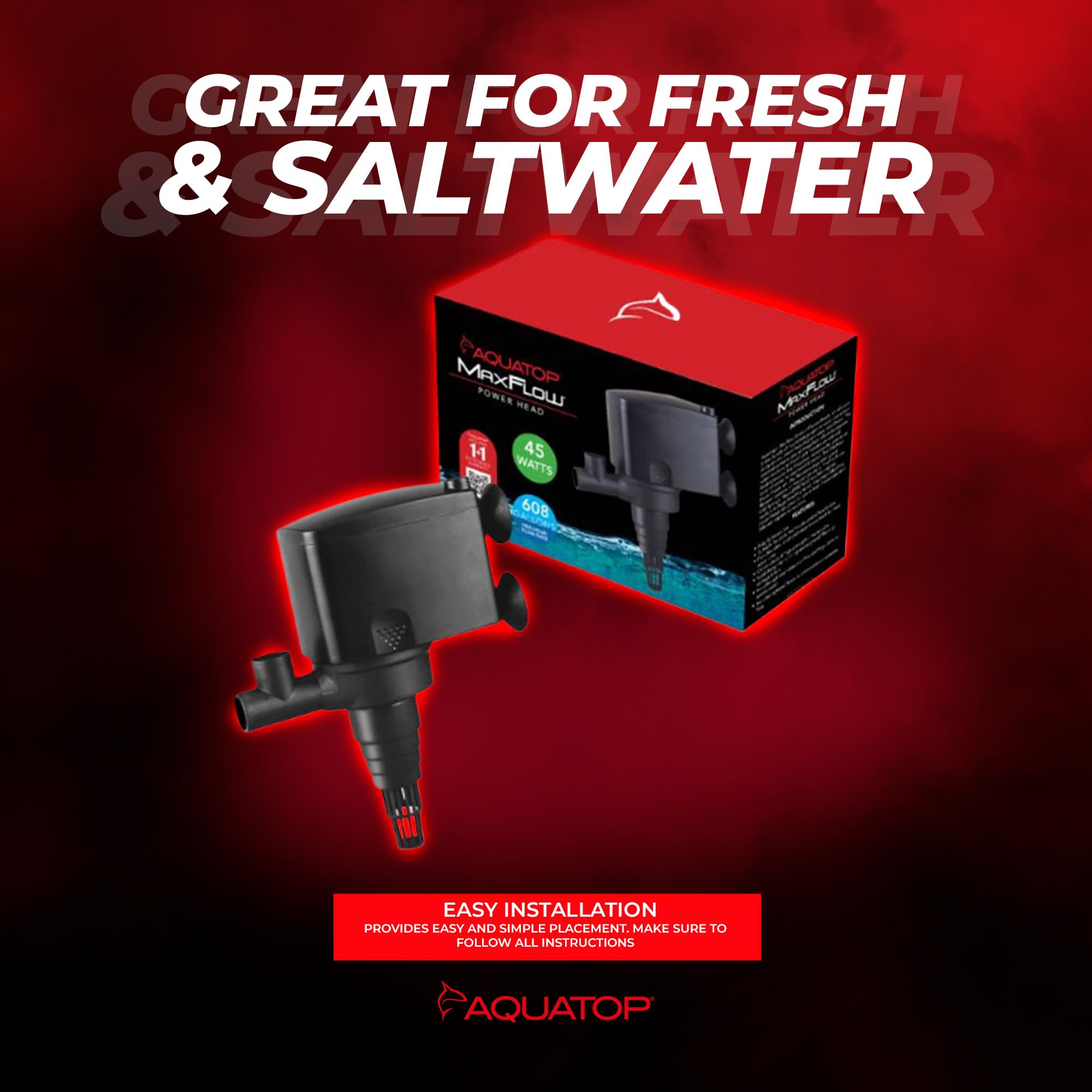 Aquatop MaxFlow suitable for freshwater and saltwater environments with versatile flow.