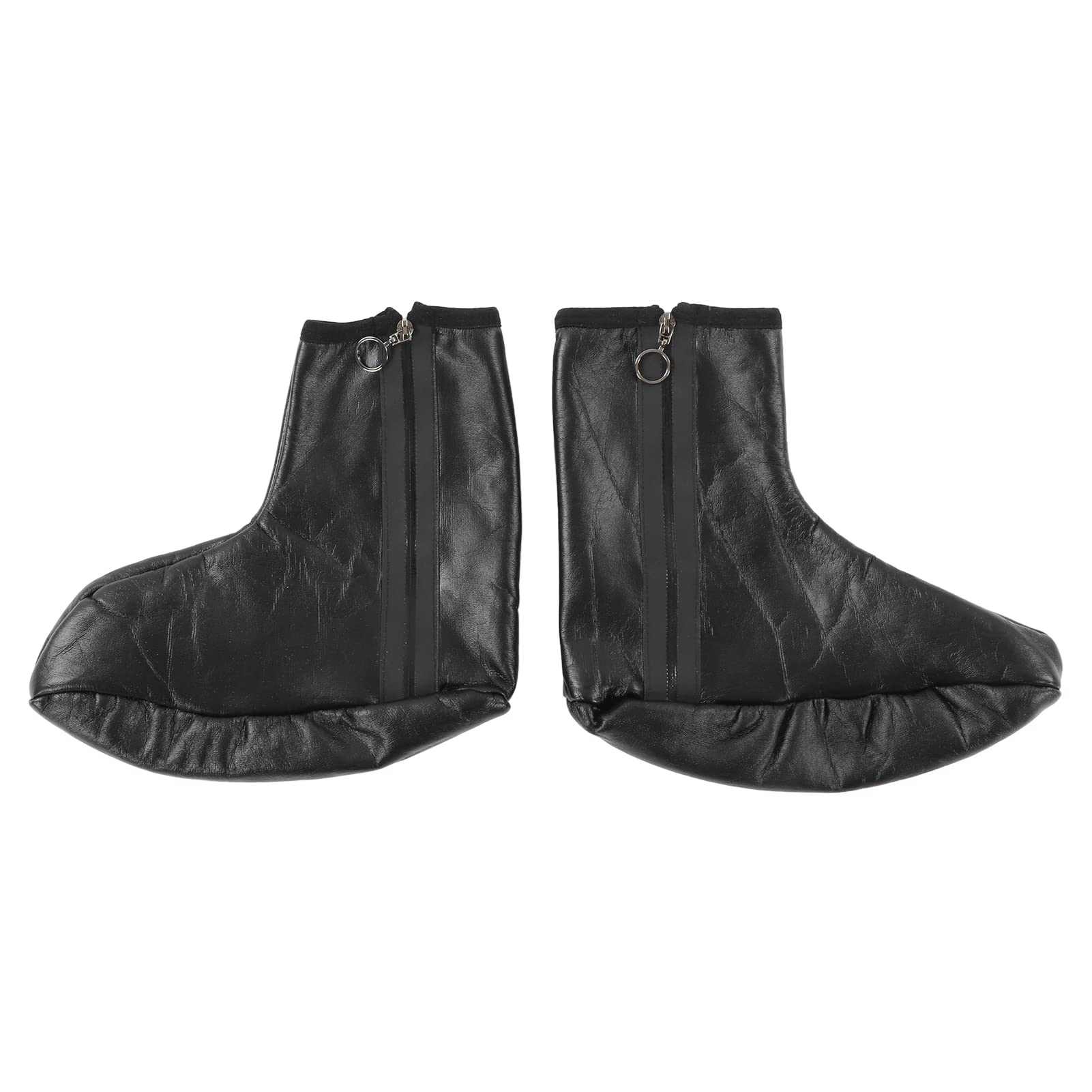 AQUR2020 PU Leather Muslim Socks zipper closeup for easy on-off convenience.
