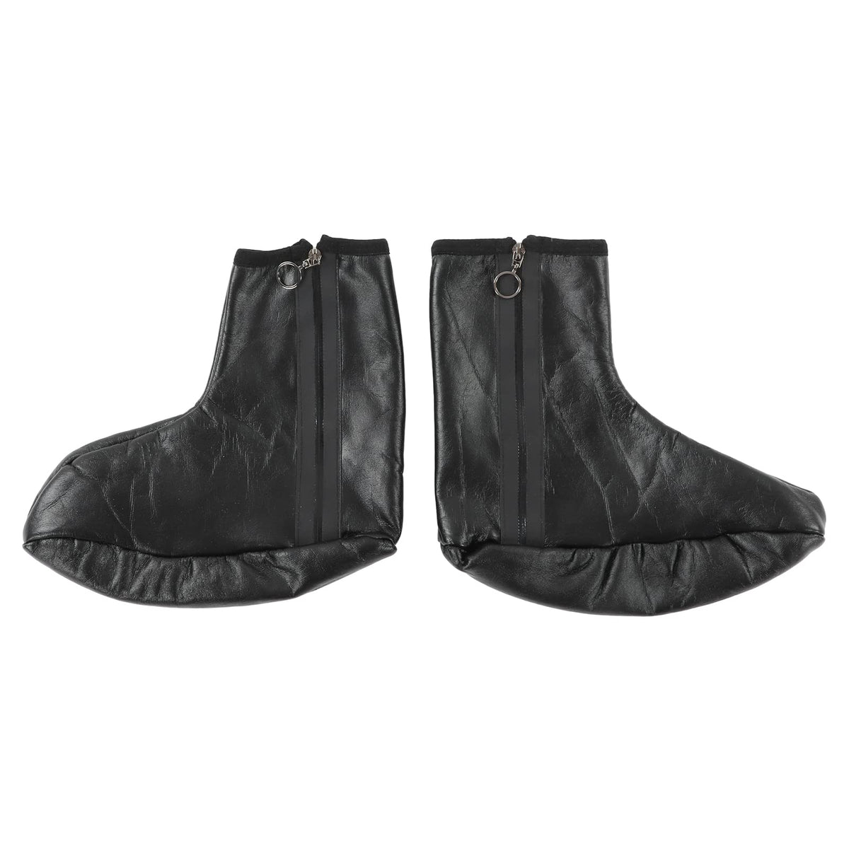 AQUR2020 PU Leather Muslim Socks zipper closeup for easy on-off convenience.