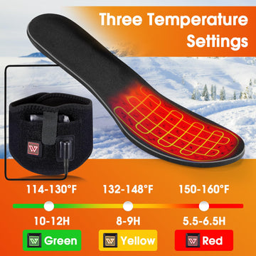 AQveriG heated insoles three-temperature control for customizable comfort.