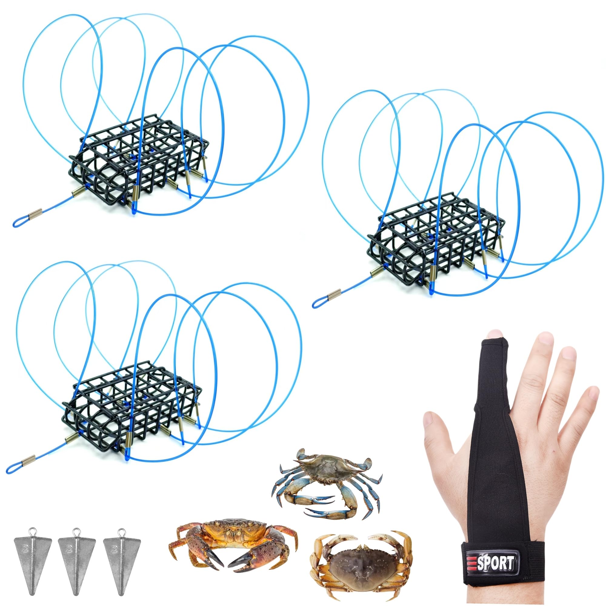 AQWXC 6-Loops Crab Trap with blue loops - front view
