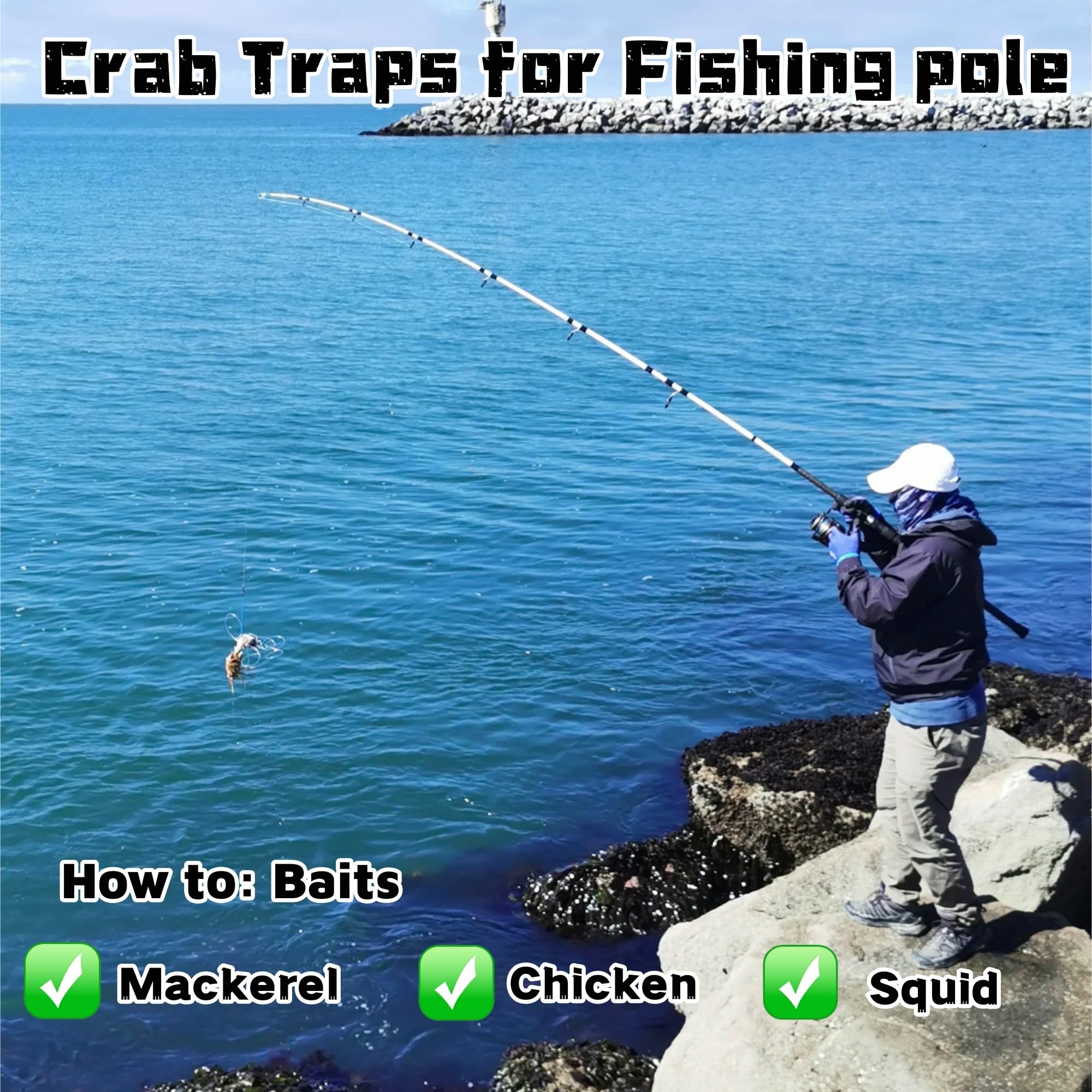 AQWXC beach pier dock crab trap setup for versatile crabbing sessions.