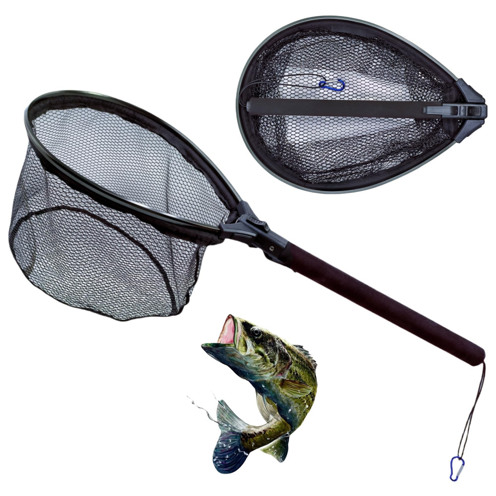 AQWXC floating fishing net with rubber-coated 32-inch hoop