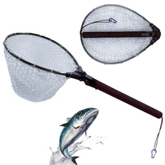AQWXC 32'' silicone-coated floating fishing net with buoyant hoop