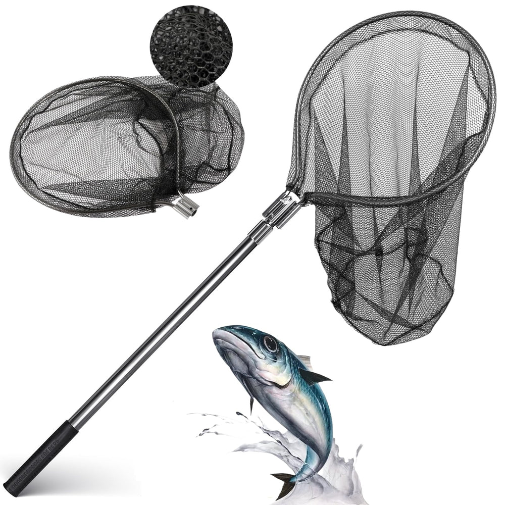 AQWXC heavy-duty net with extended-handle for reach from boat or kayak