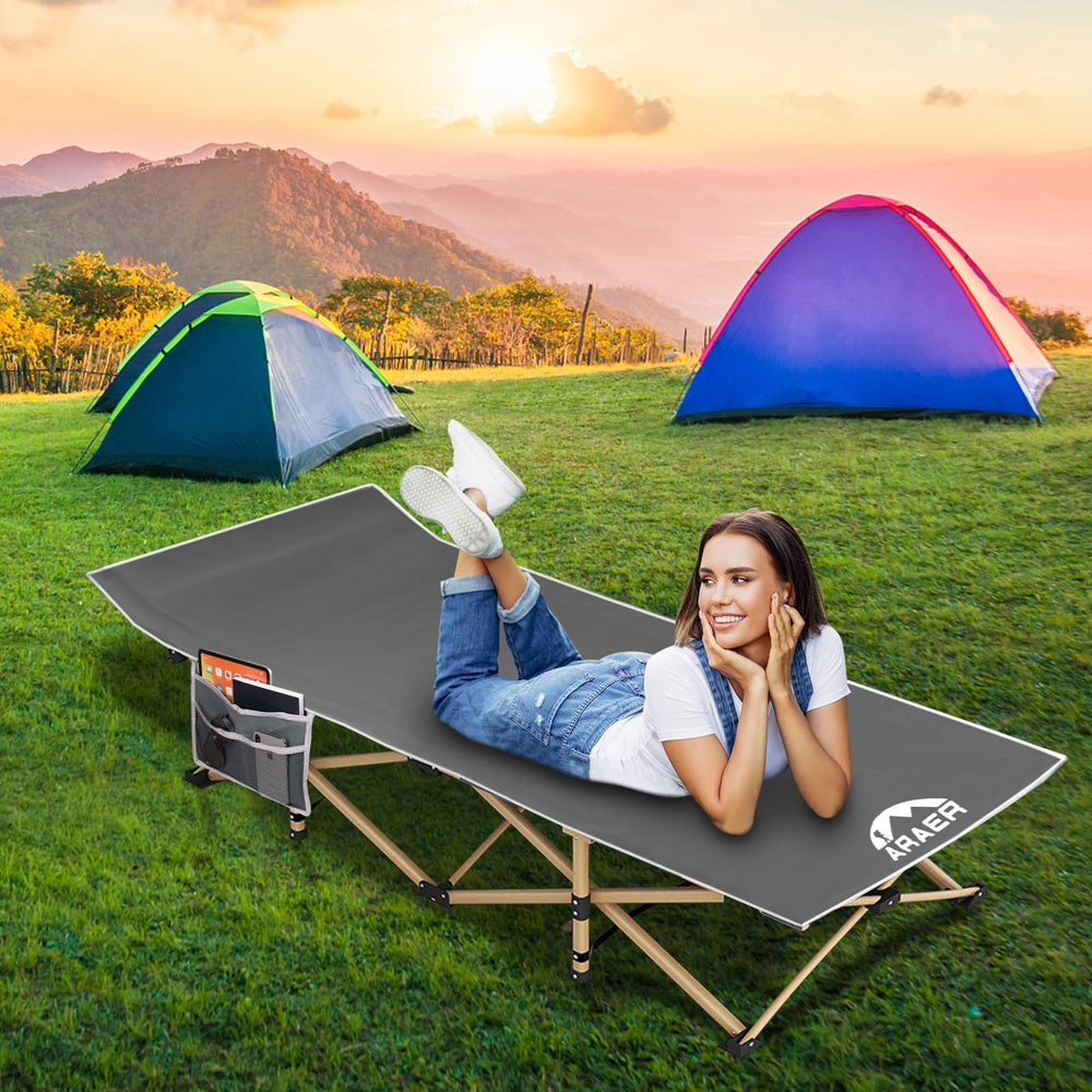 ARAER cot supports up to 450 lbs for versatile adult and family use.