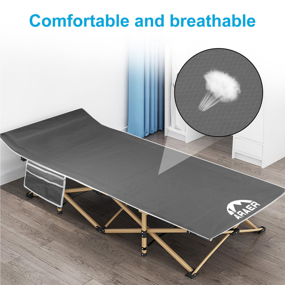 ARAER cot supports up to 450 lbs for versatile adult and family use.