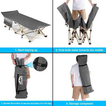 ARAER camping cot suitable for adults and kids for camping, beach, or home lounging.