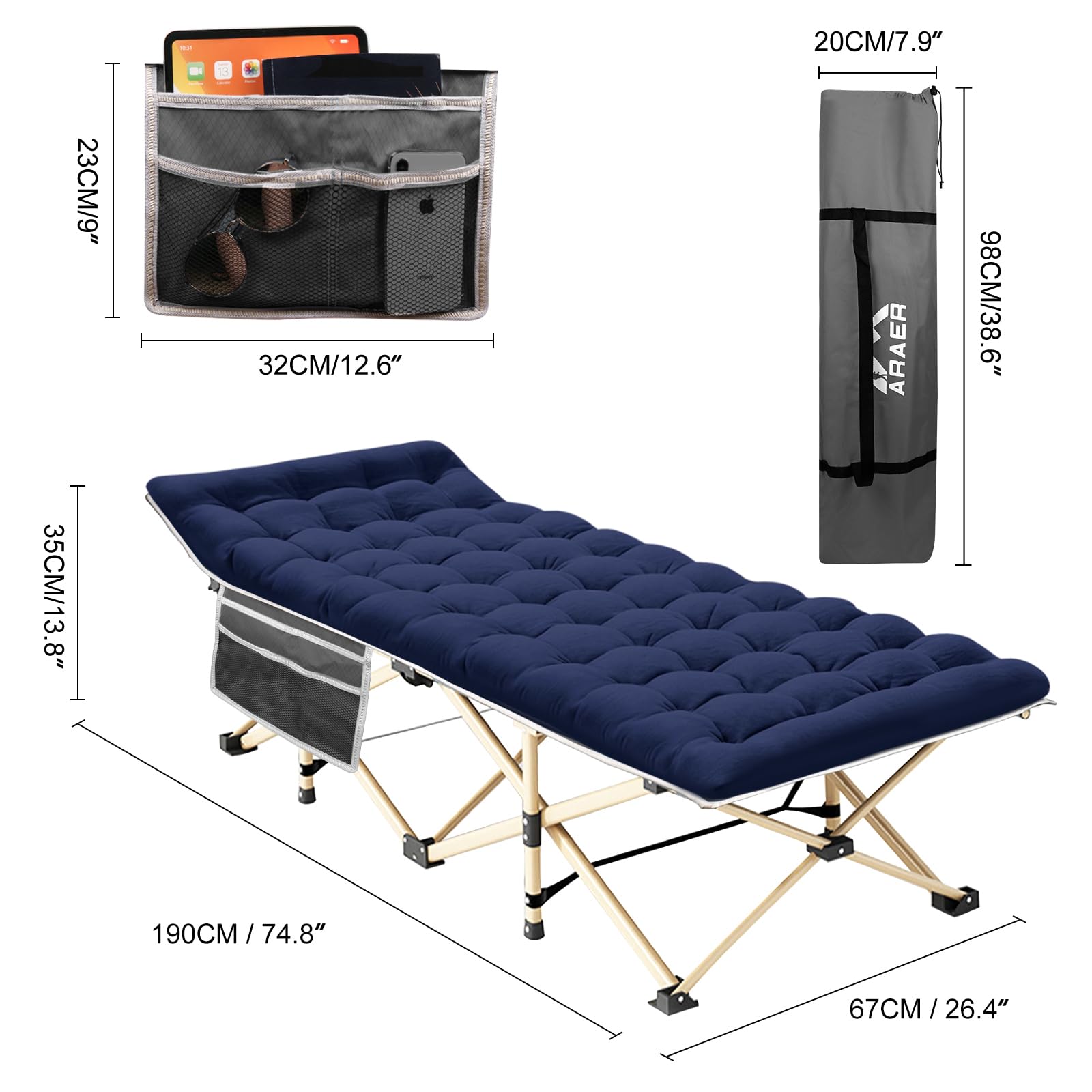 ARAER outdoor bed ideal for camping, beach trips, and backyard relaxation.