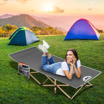 ARAER camping cot folds quickly for effortless setup and travel convenience.