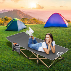 ARAER camping cot folds quickly for effortless setup and travel convenience.
