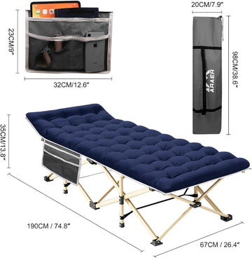 ARAER camping cot in outdoor setting on beach or patio