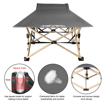 ARAER portable cot in a compact carry bag for easy car trips.