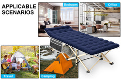 ARAER camping cot with side pocket keeps essentials within reach.