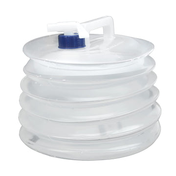 Aramox foldable water container in compact fold for easy packing.