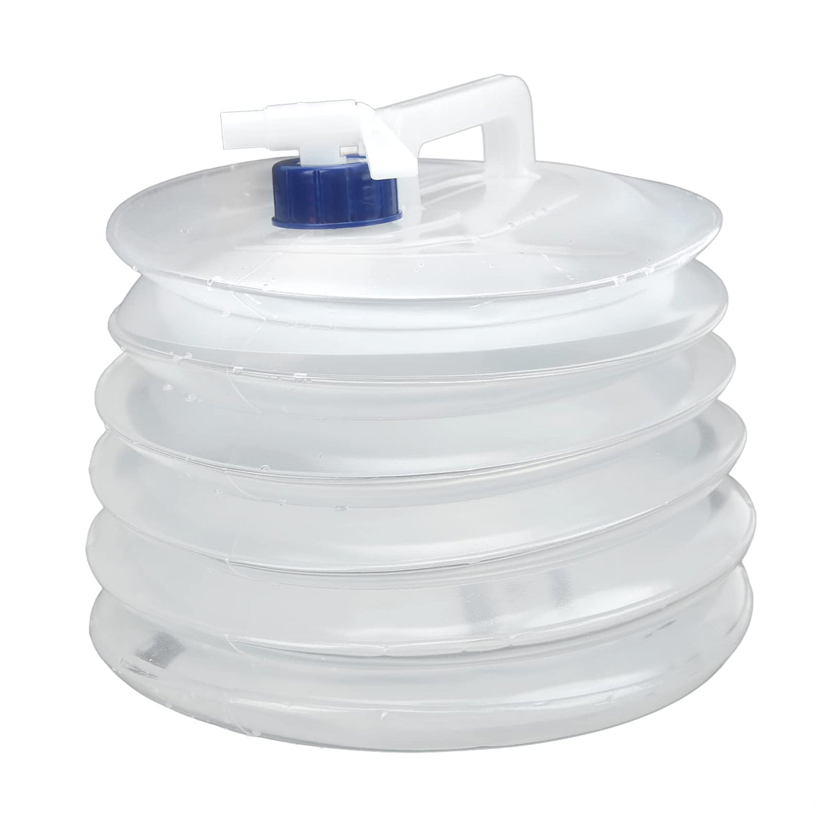 Aramox foldable water container in compact fold for easy packing.