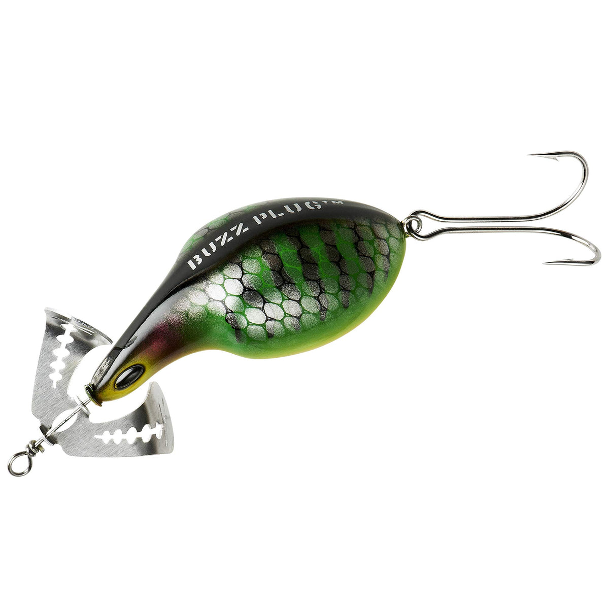 Arbogast Buzz Plug floats to tease bass near structure for topwater bites.