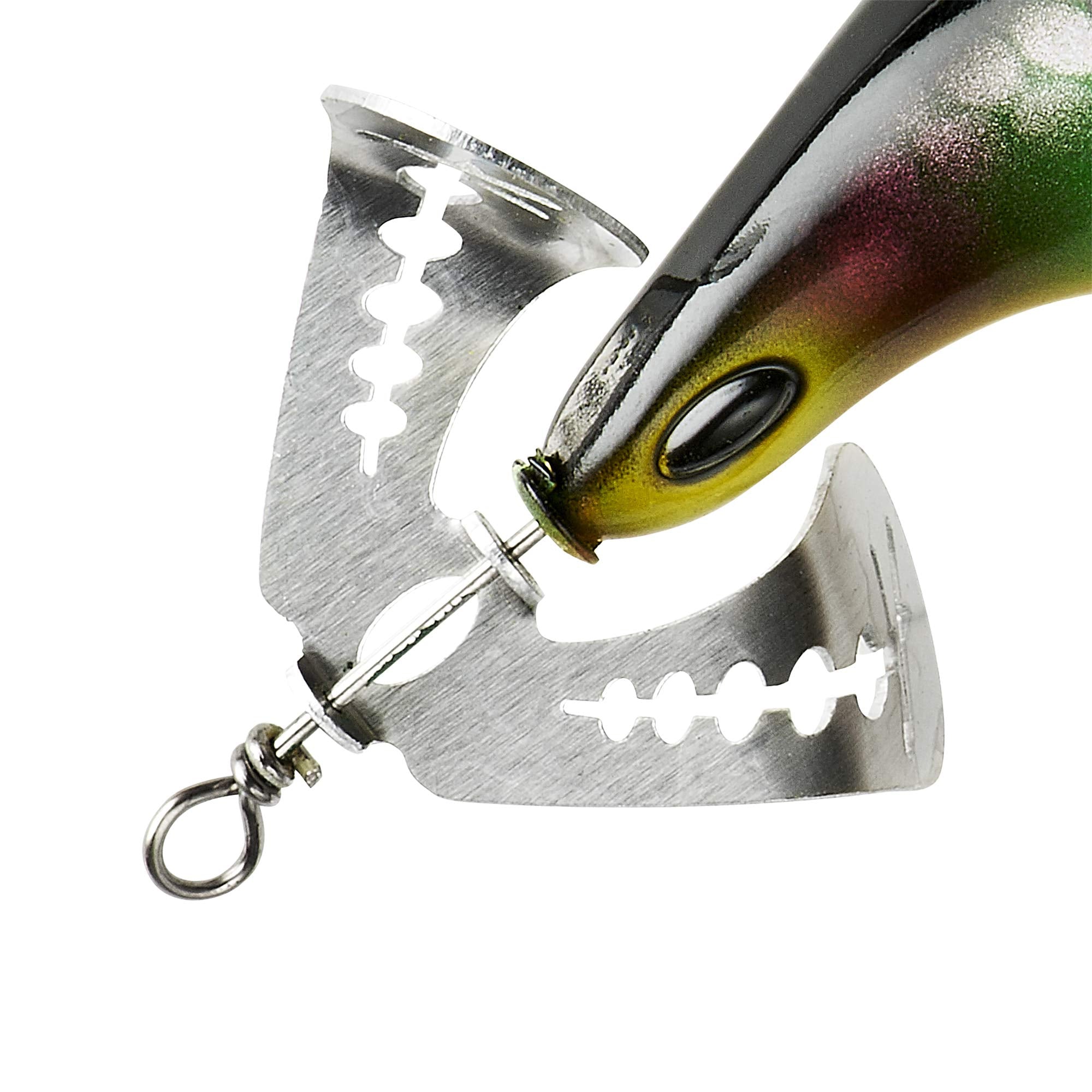 Arbogast Buzz Plug retrieves with a wobble to entice strikes.