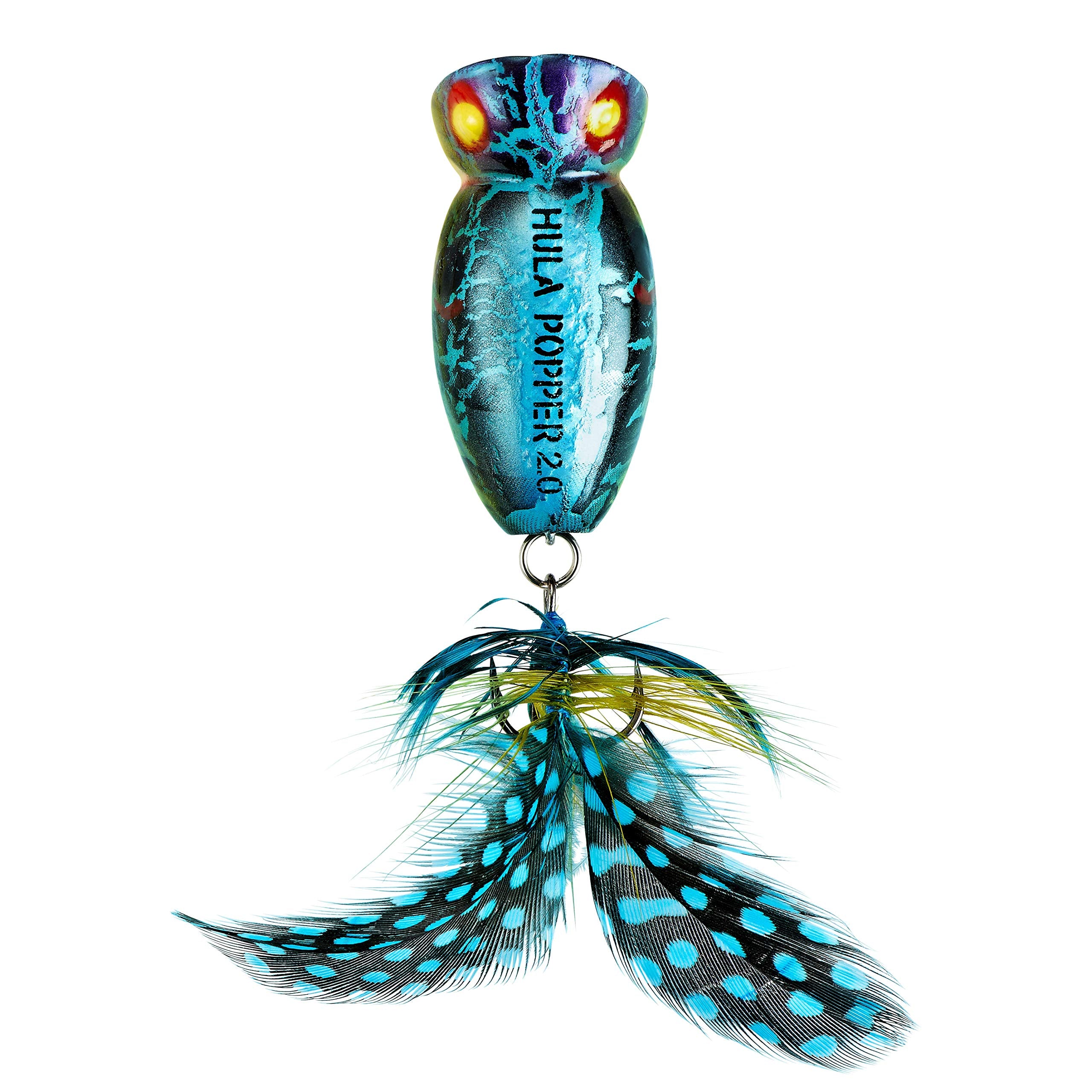 Arbogast Hula Popper 2.0 crackle pattern enhances attraction and visibility for topwater bites.