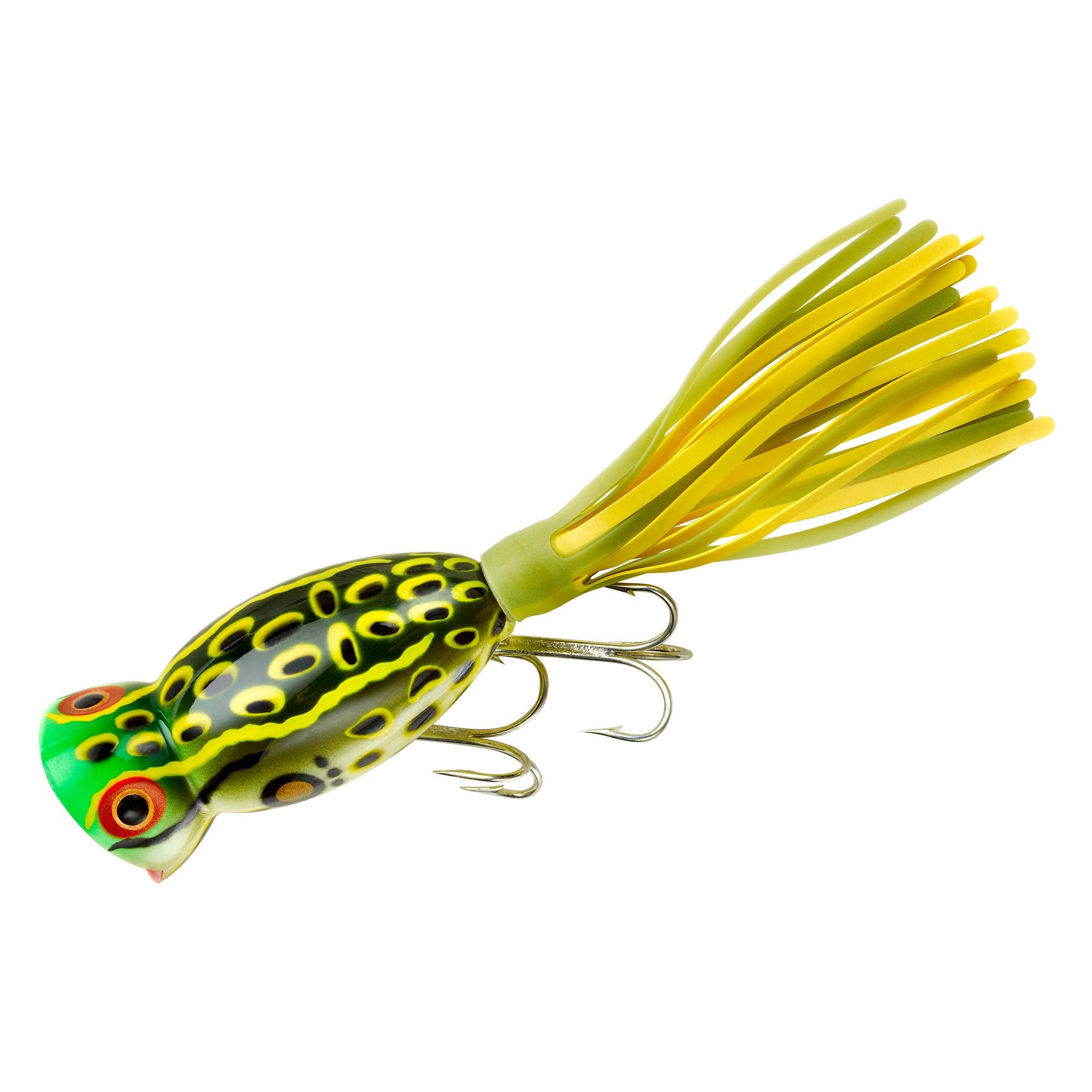Arbogast Hula Popper 2-Inch Bull Frog topwater lure with loud bloops.