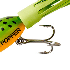 Arbogast Hula Popper Frog Yellow Belly side profile showing lifelike wobble