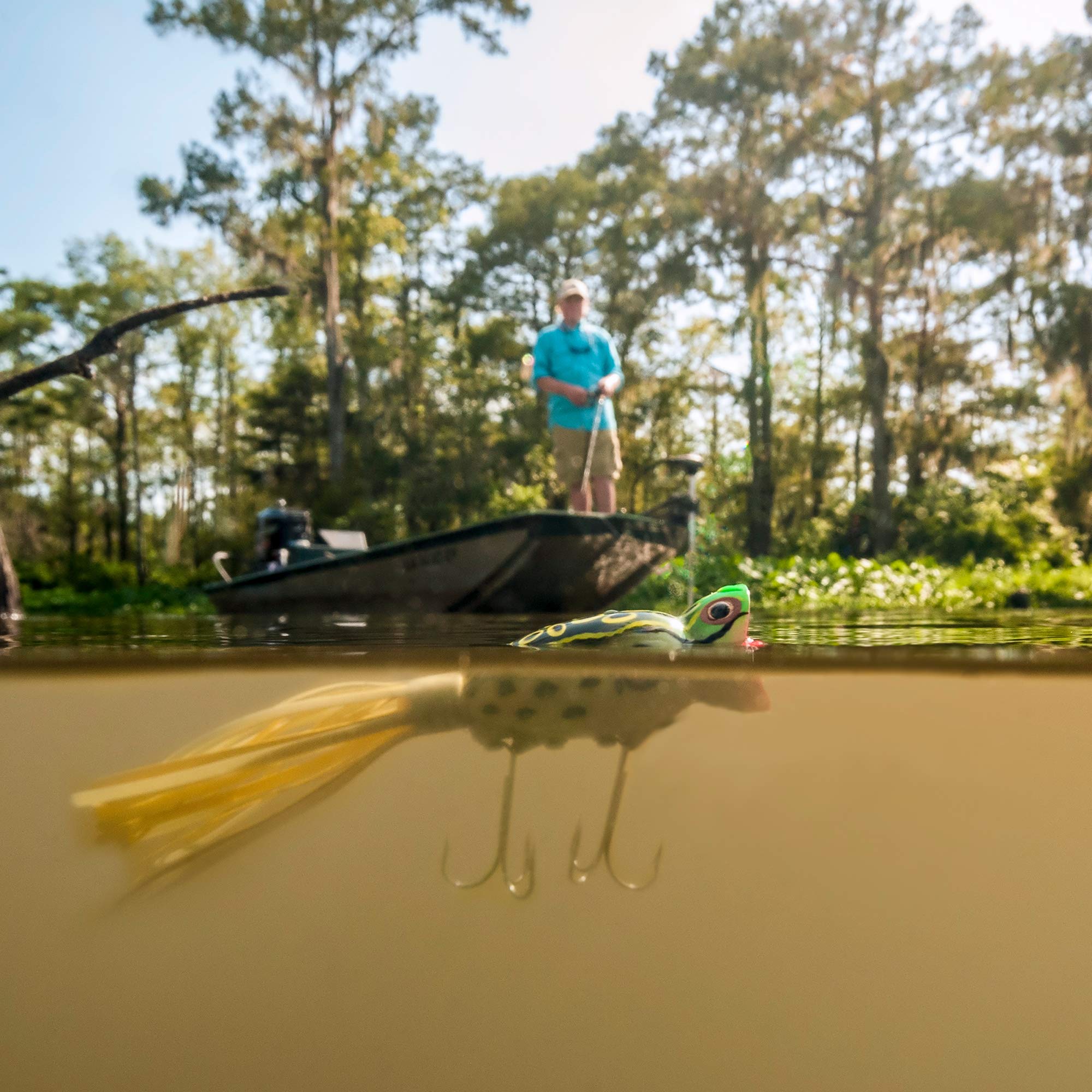 Arbogast Hula Popper pulsating skirt mimics lifelike movement for gamefish.