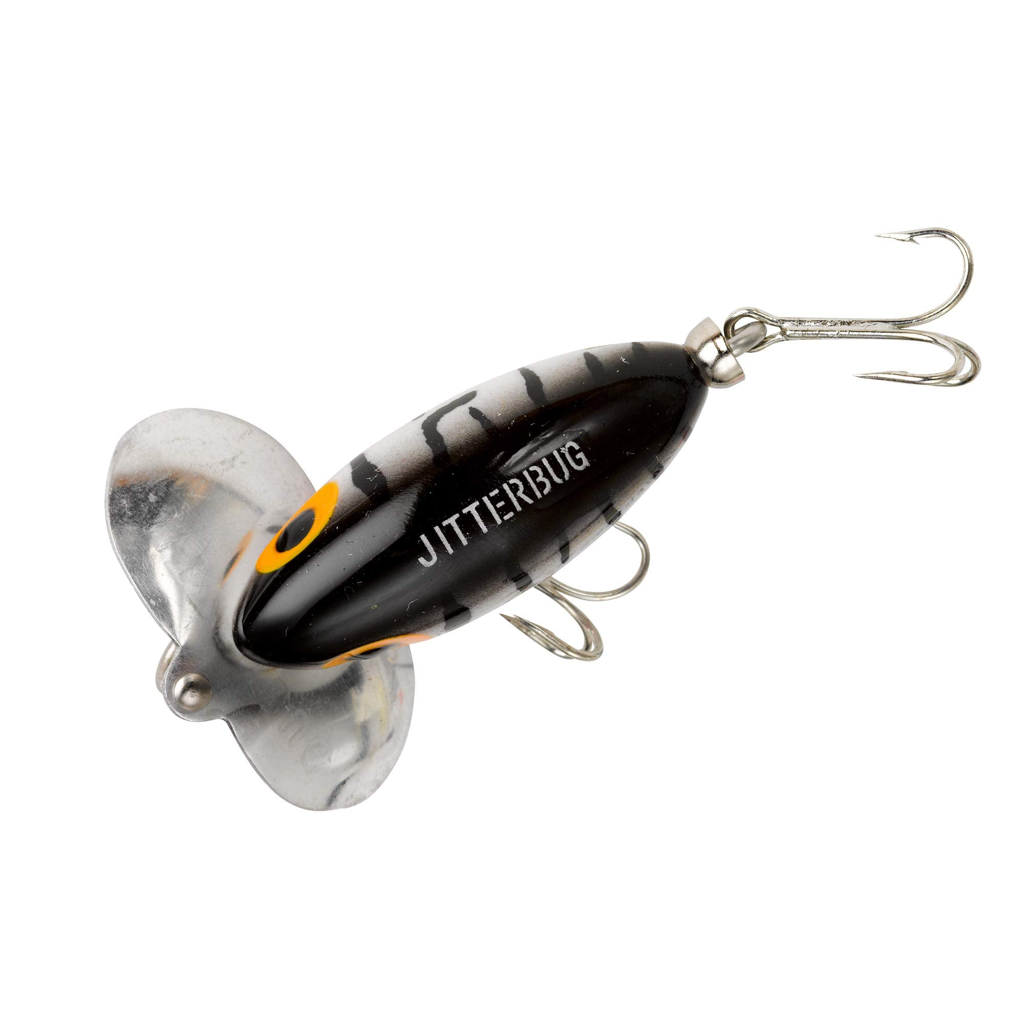 Arbogast Jitterbug night fishing lure showing surface sound features for bass
