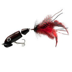 Arbogast Jointed Jitterbug 2.0 front view with stealthy black-nickel hooks for bass