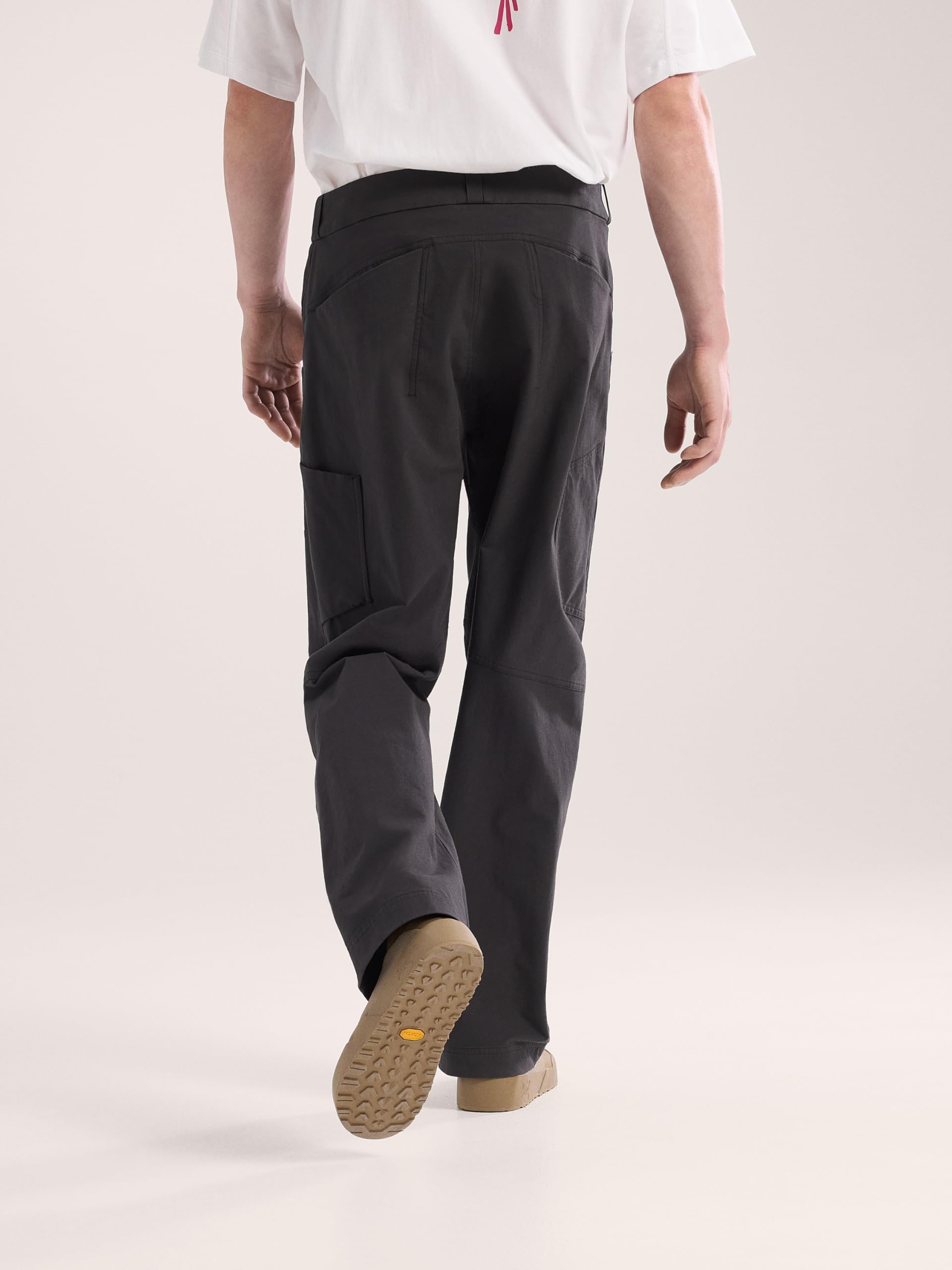 Arc'teryx Cronin Cotton Pant DWR finish close-up demonstrates moisture-shedding performance.