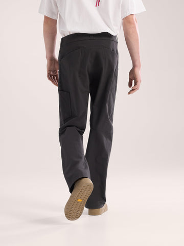 Arc'teryx Cronin Cotton Pant DWR finish close-up demonstrates moisture-shedding performance.