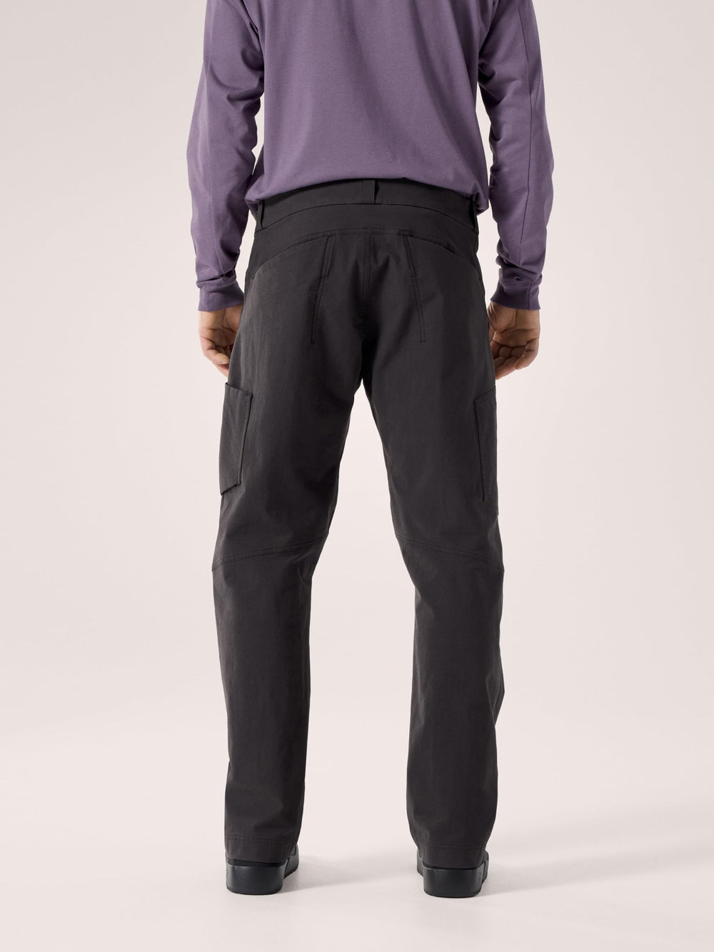 Arc'teryx Cronin Cotton Pant DWR finish close-up demonstrates moisture-shedding performance.