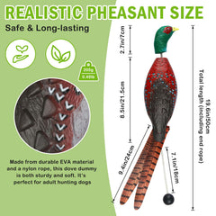 Archerest dead pheasant dummy side view showing vibrant colors for engaging retriever play