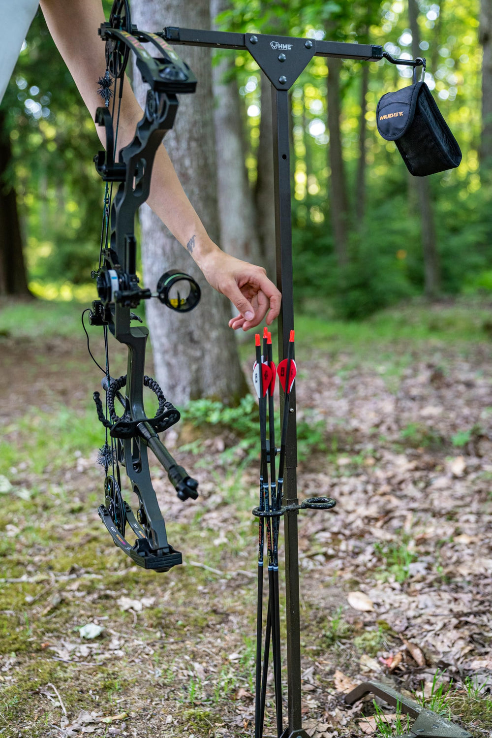 Includes Archer's Arrow Caddies holding arrows on the bow hanger