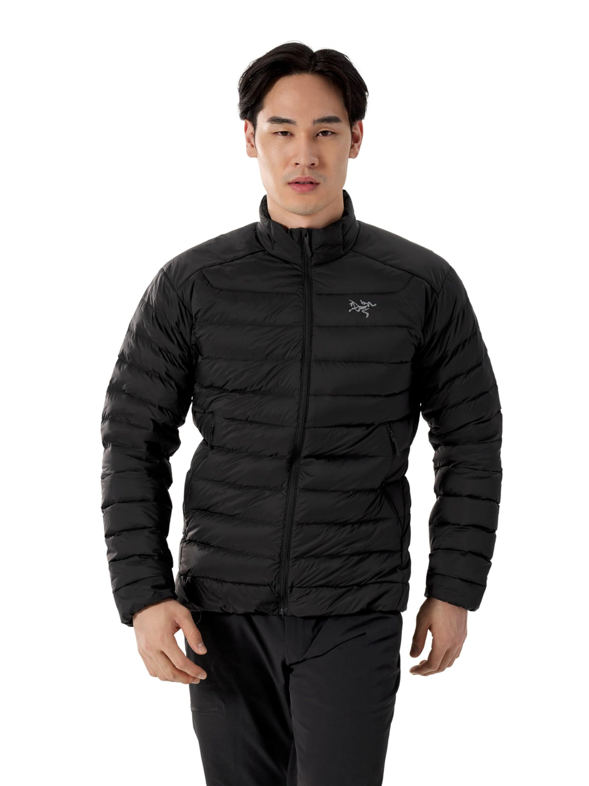 Arc'teryx Cerium Jacket Men hood view shows compact warmth for cold commutes