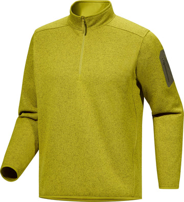 Arc'teryx Covert half-zip neck front zipper detail with venting