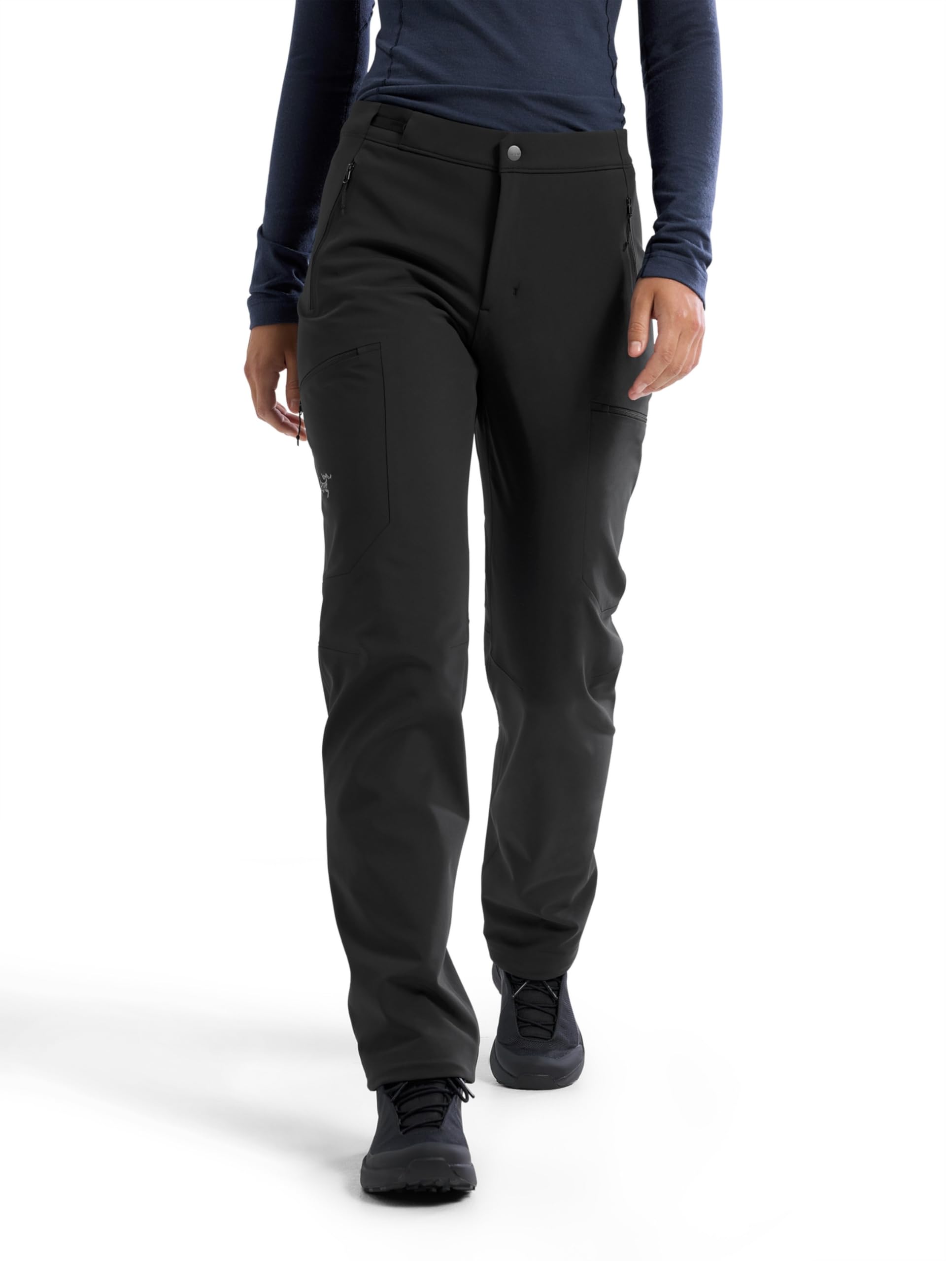 Arc'teryx Gamma MX Pant Women's front view shows weather-ready softshell with flexible movement.