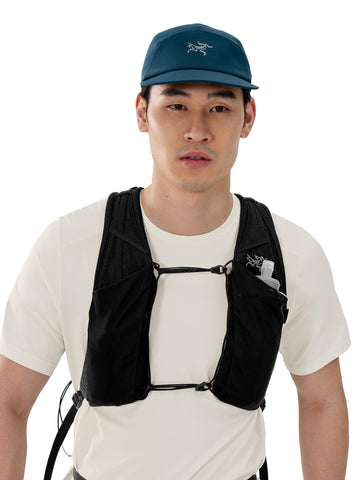 Arc'teryx Gamma 5 Panel Cap worn—breathable moisture-wicking comfort.