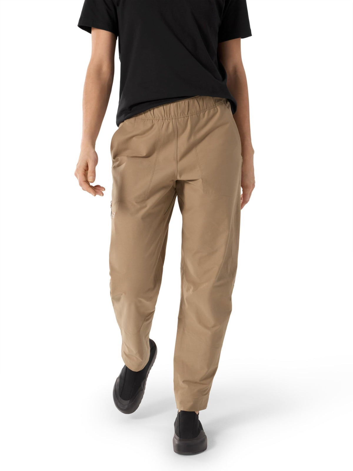 Arc'teryx Kragg Cotton Pant women's front view showing four-way stretch for climbing mobility