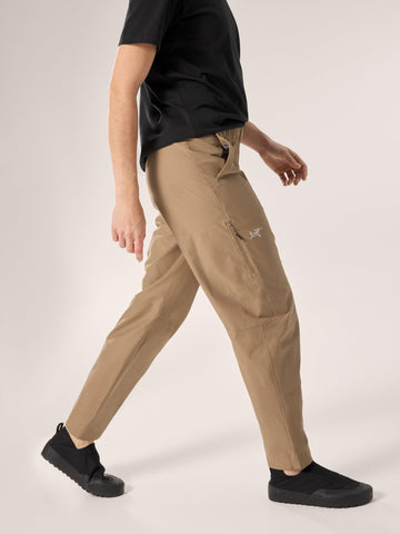 Arc'teryx Kragg Cotton Pant women's rock climbing action on rugged terrain