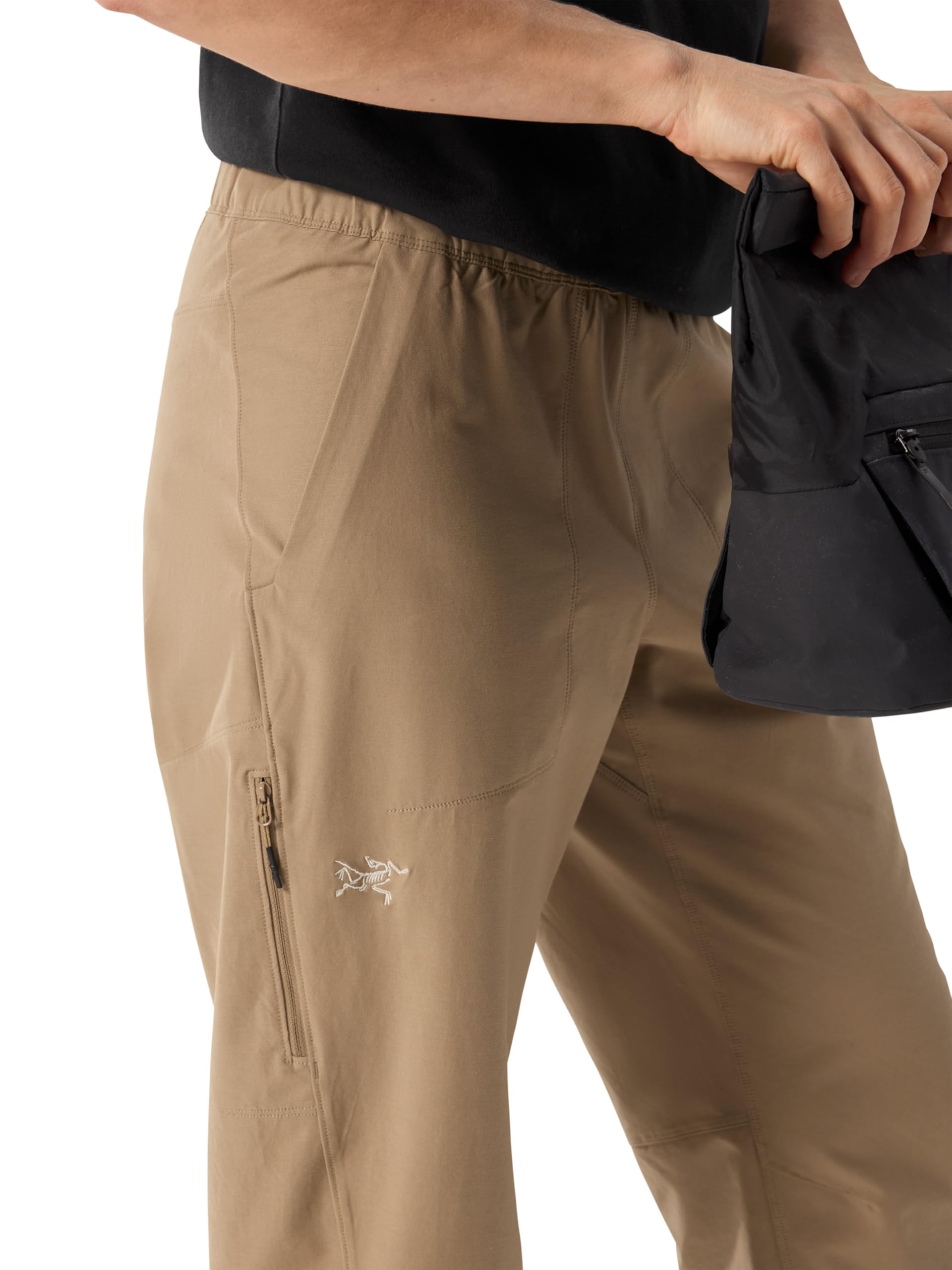 Arc'teryx Kragg Cotton Pant women's stretch fabric closeup highlighting mobility