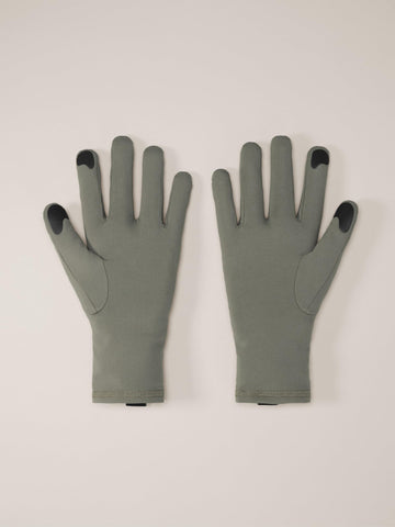 Arc'teryx Rho Glove touchscreen pad enables phone use while active.