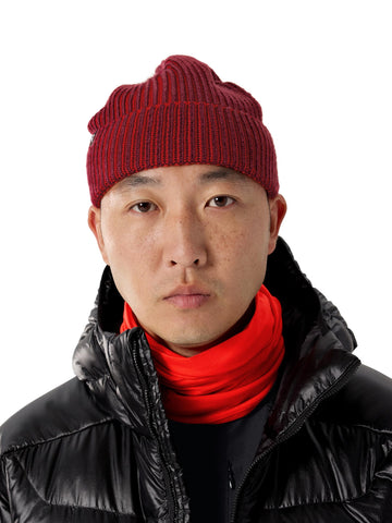 Arc'teryx Ribbed Toque front view demonstrating warm wool-blend for winter hiking.