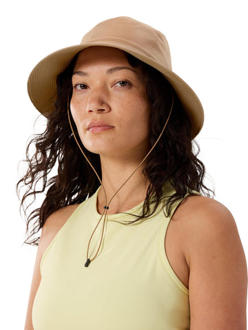 Arc'teryx Sinsola Shade Hat front view showing wide shade coverage for hiking.