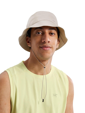 Arc'teryx Sinsolo bucket hat redesign front view with sun shading and breathable fabric