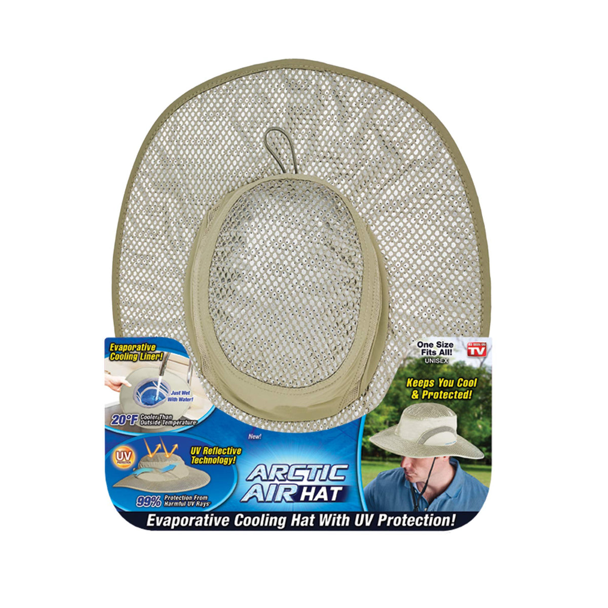 Arctic Air evaporative cooling hat with UV reflective technology
